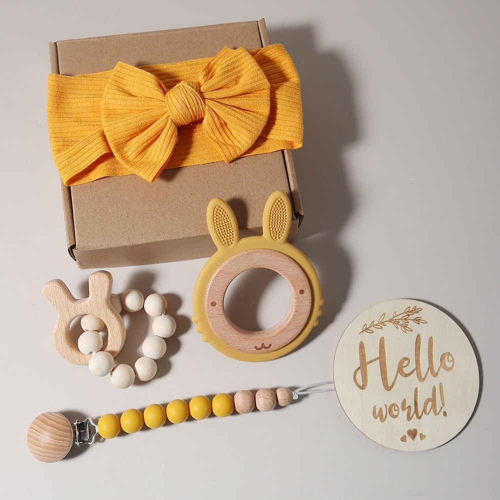 Baby Wooden Silicone Rabbit Toothpaste Set