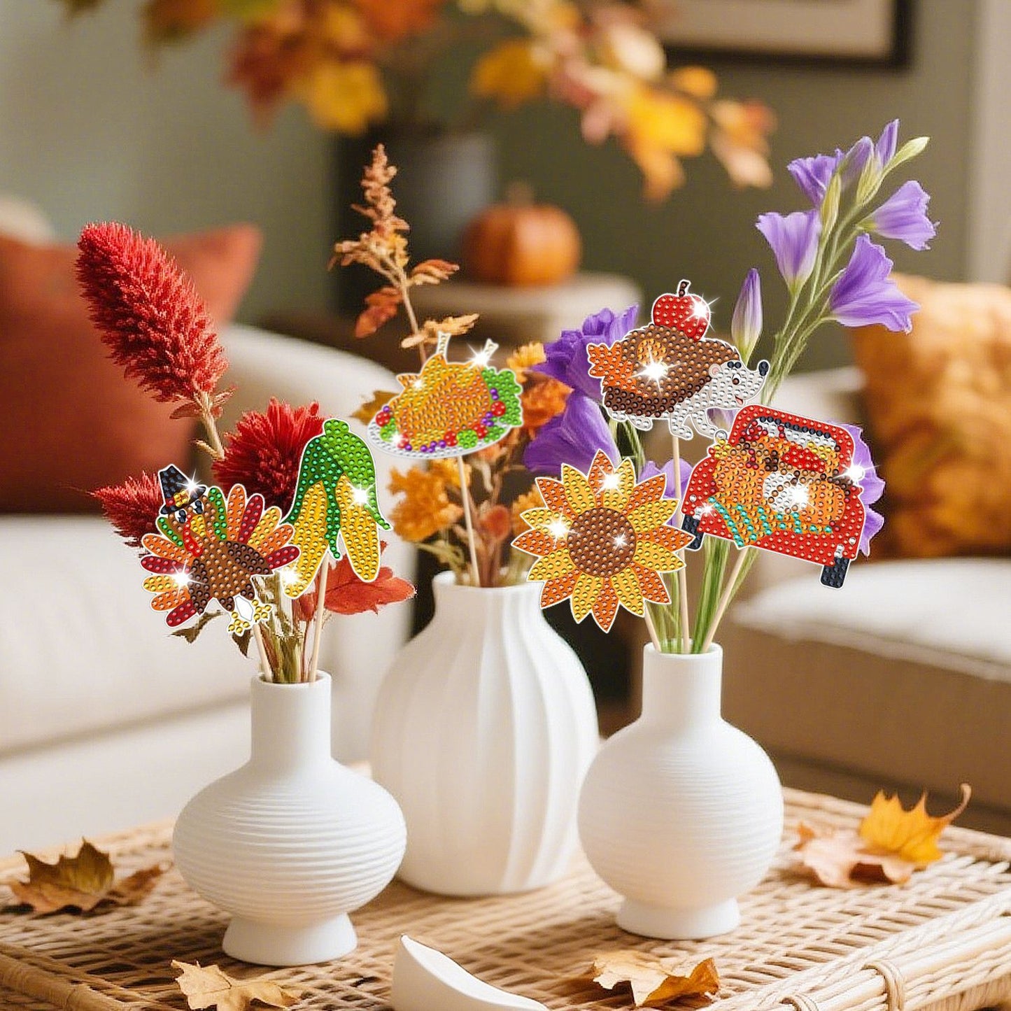12-Pack Fall 5D Rhinestone DIY Thanksgiving Ornaments