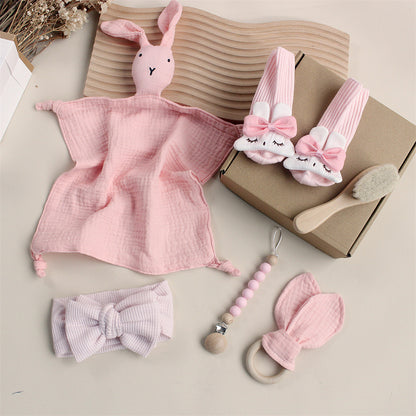 Baby Rabbit & Lion Newborn Gift Set -Towel, Socks, Teether & Hair Band