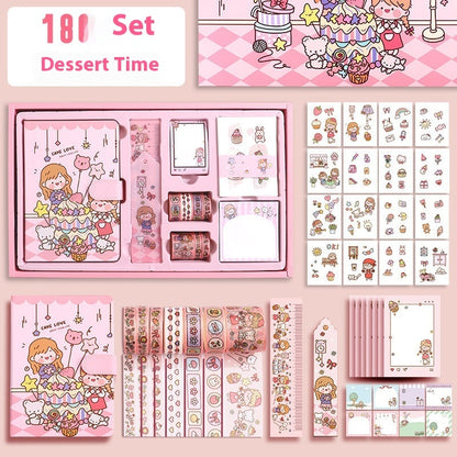 Journal Book Set Gift Box Girl Heart Cute Gift Bag