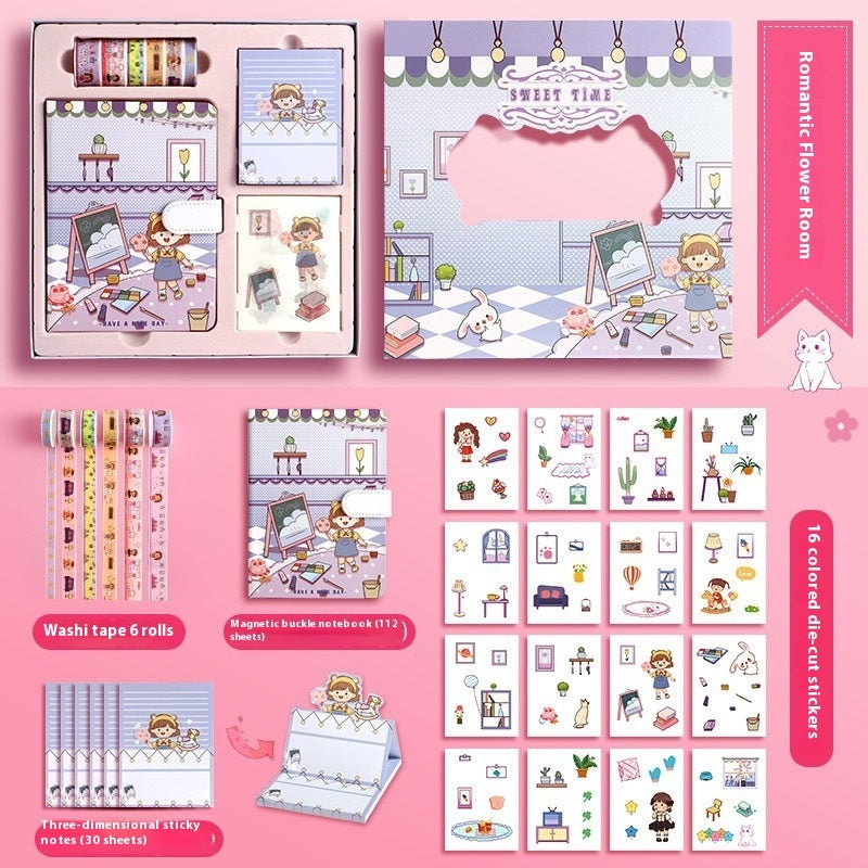 Journal Book Set Gift Box Girl Heart Cute Gift Bag