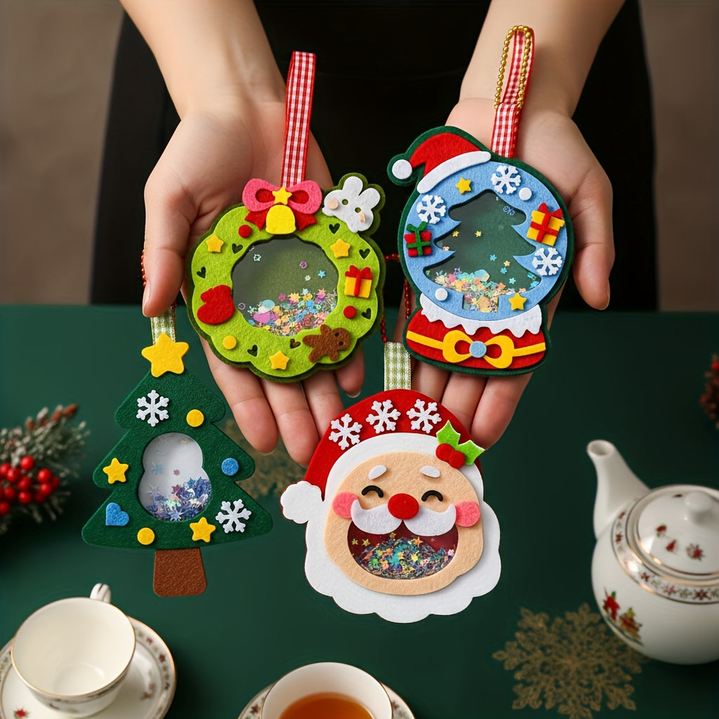 4PCS Christmas Felt Ornament Craft Kit Handmade Holiday Decoration Set