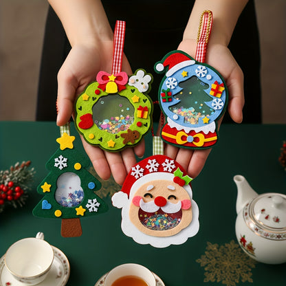 4PCS Christmas Felt Ornament Craft Kit Handmade Holiday Decoration Set