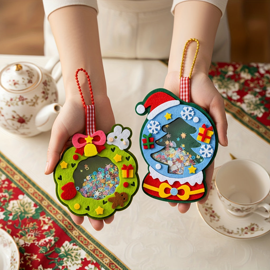 4PCS Christmas Felt Ornament Craft Kit Handmade Holiday Decoration Set