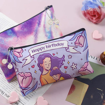 Paintable Canvas Pouch Set with Letter Charms and Chains for DIY Crafts