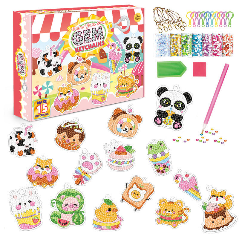 Cartoon Ice Cream DIY Diamond Painting Keychain for Kids