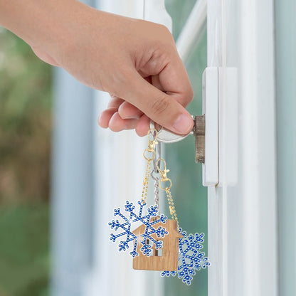 12-Pack Snowflake 5D Rhinestone Keychain DIY Ornament Set