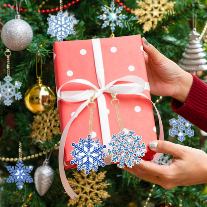 12-Pack Snowflake 5D Rhinestone Keychain DIY Ornament Set