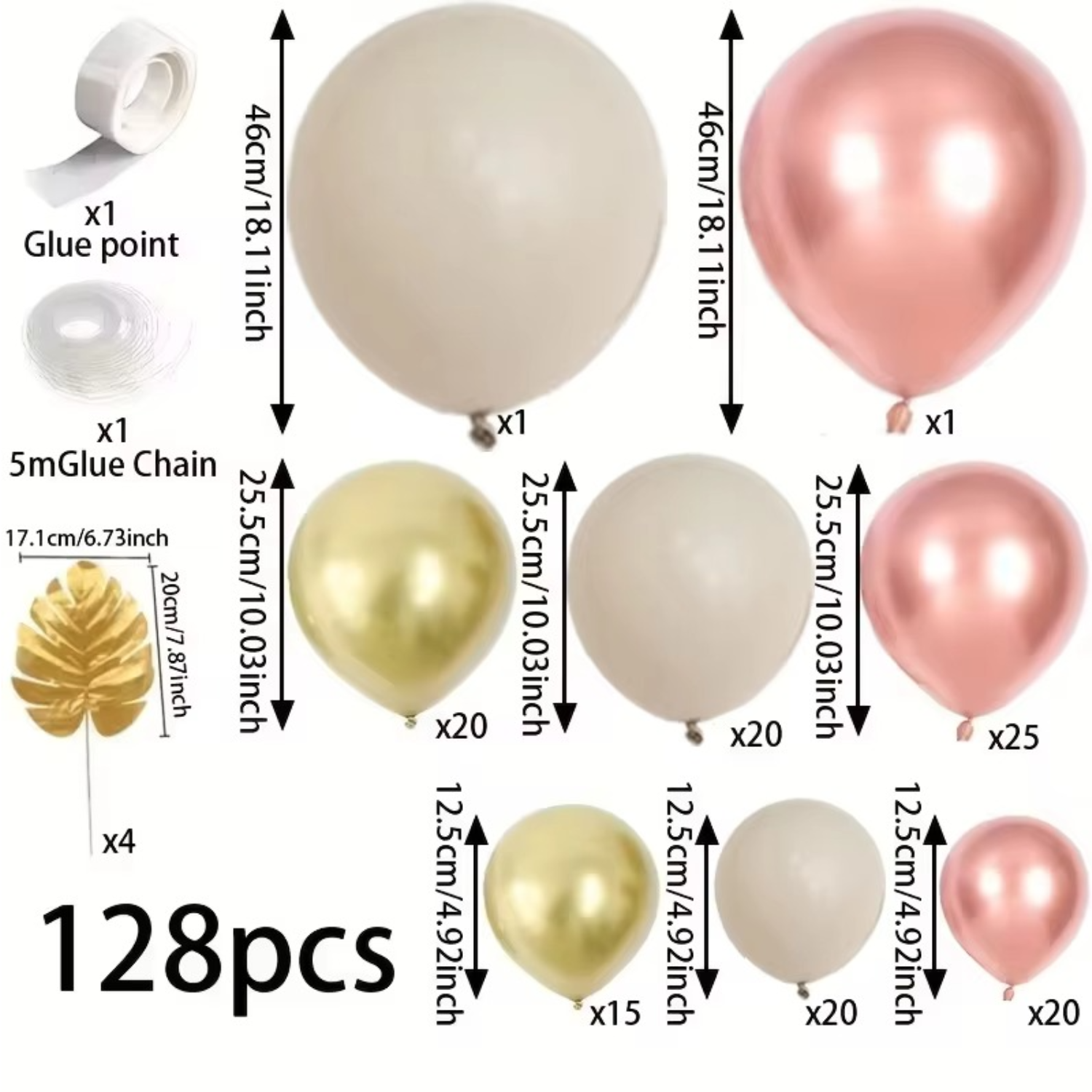 Rose Gold Metallic Latex Balloons