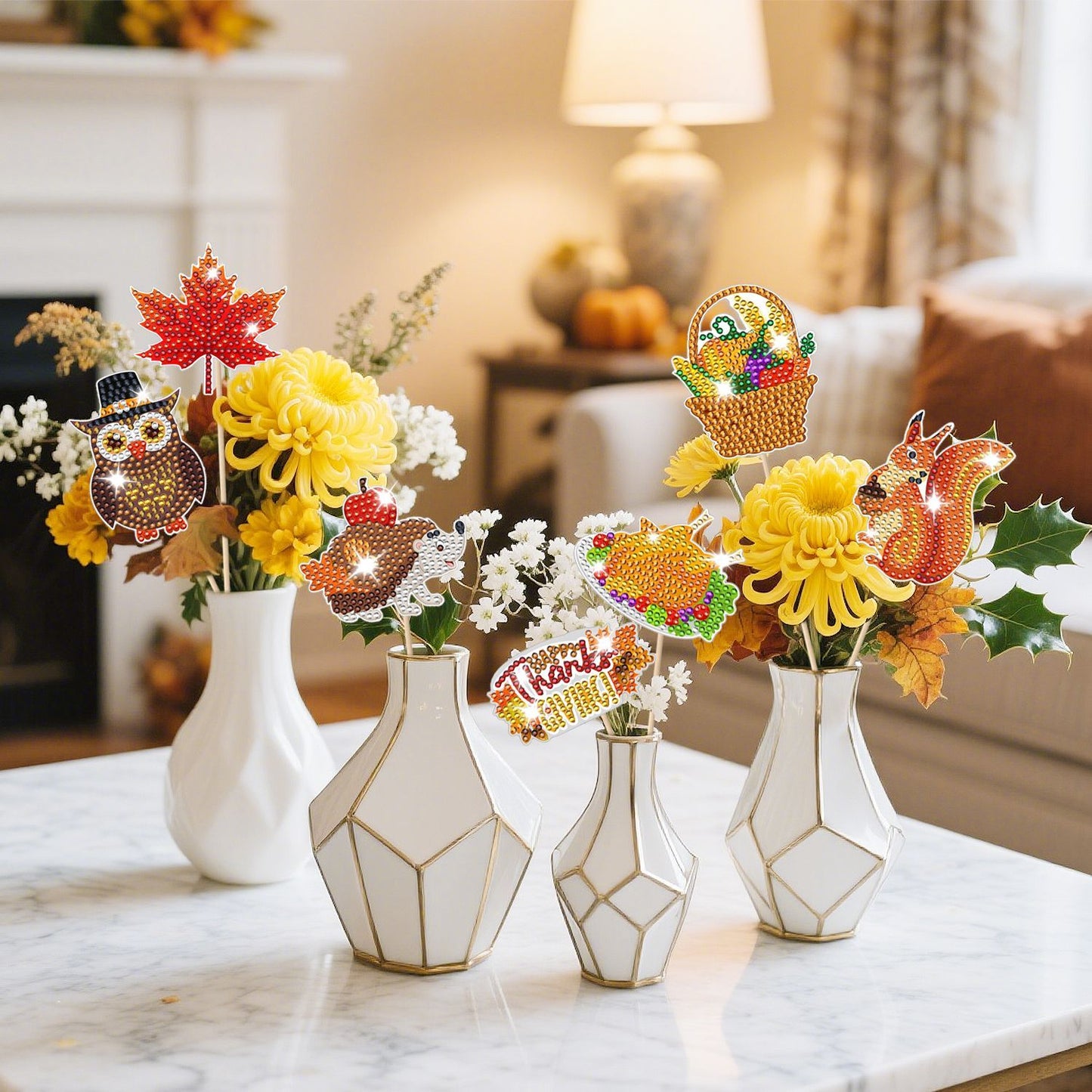 12-Pack Fall 5D Rhinestone DIY Thanksgiving Ornaments