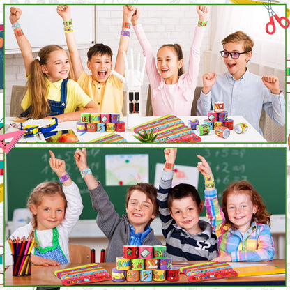 56 Pcs Colorful Slap Bracelets Set Kids Party Favors & Classroom Gifts