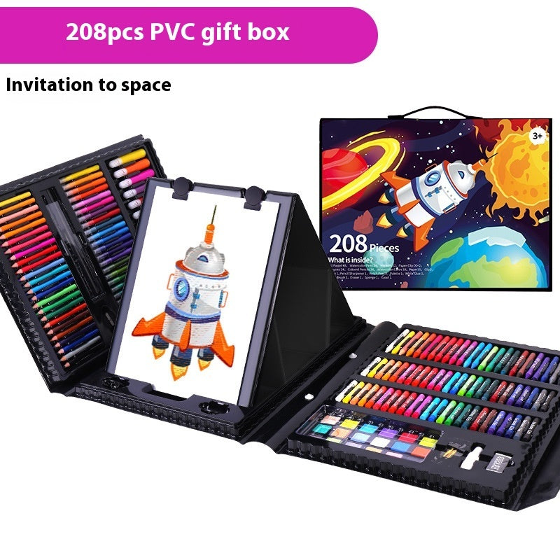 208 PCS Art Painting Set with Watercolor Pens and Drawing Board