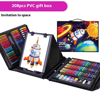 208 PCS Art Painting Set with Watercolor Pens and Drawing Board