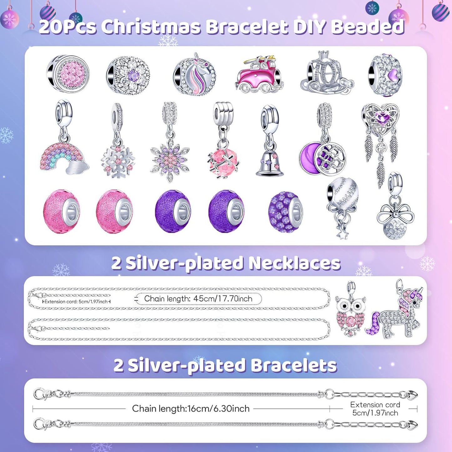 Kids Christmas DIY Bracelet and Pendant Making Set for Girls
