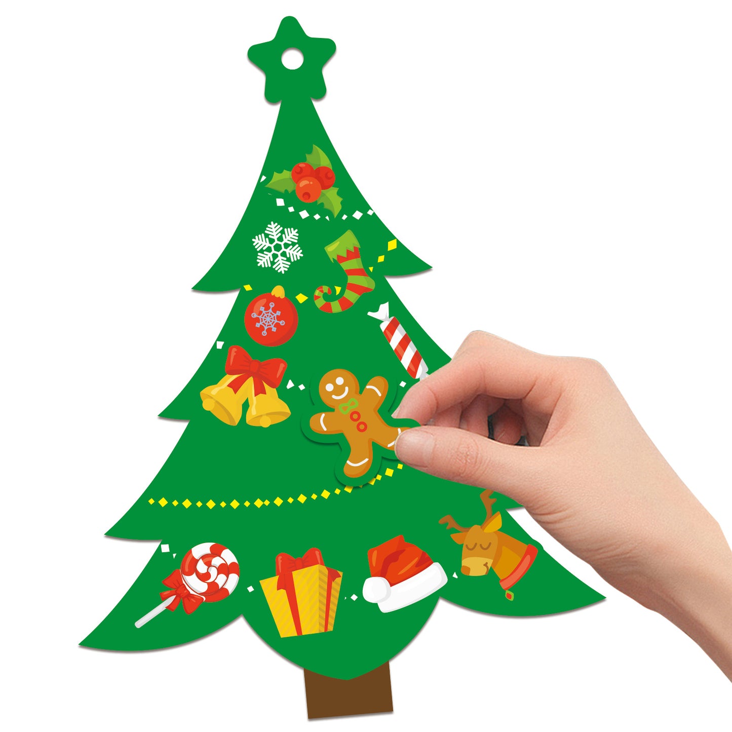 Christmas Tree Cartoon Cards and Stickers Set