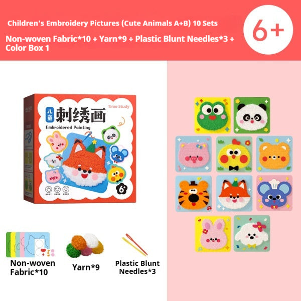 Cute Animal Kids' Hand-Embroidery Art Kit