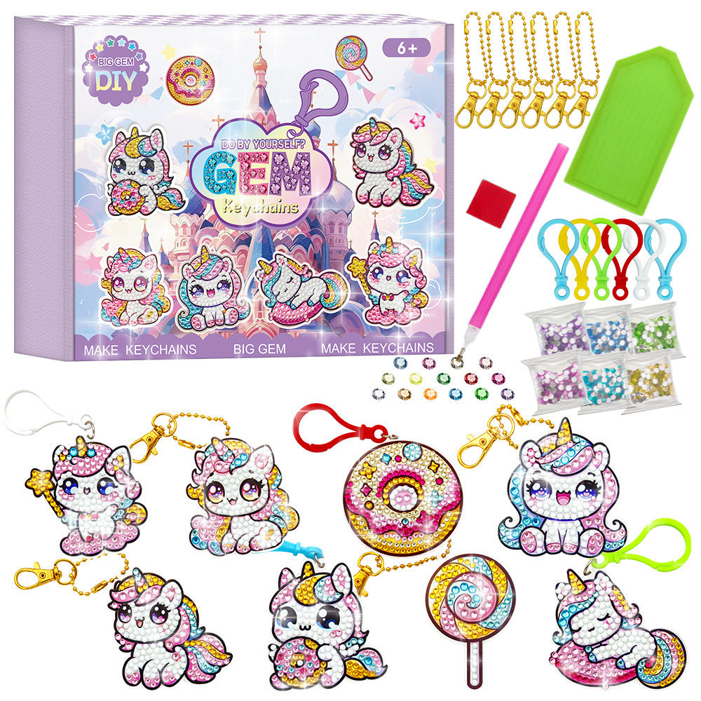 Cartoon Ice Cream DIY Diamond Painting Keychain for Kids