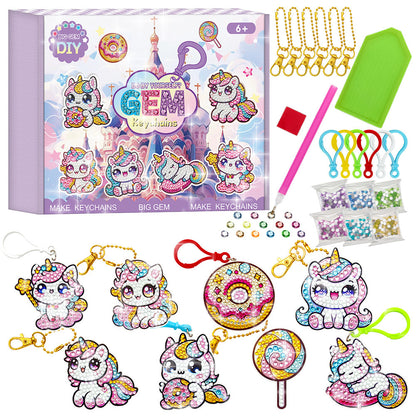 Cartoon Ice Cream DIY Diamond Painting Keychain for Kids