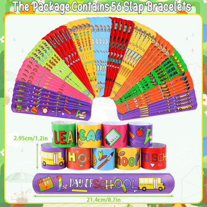 56 Pcs Colorful Slap Bracelets Set Kids Party Favors & Classroom Gifts