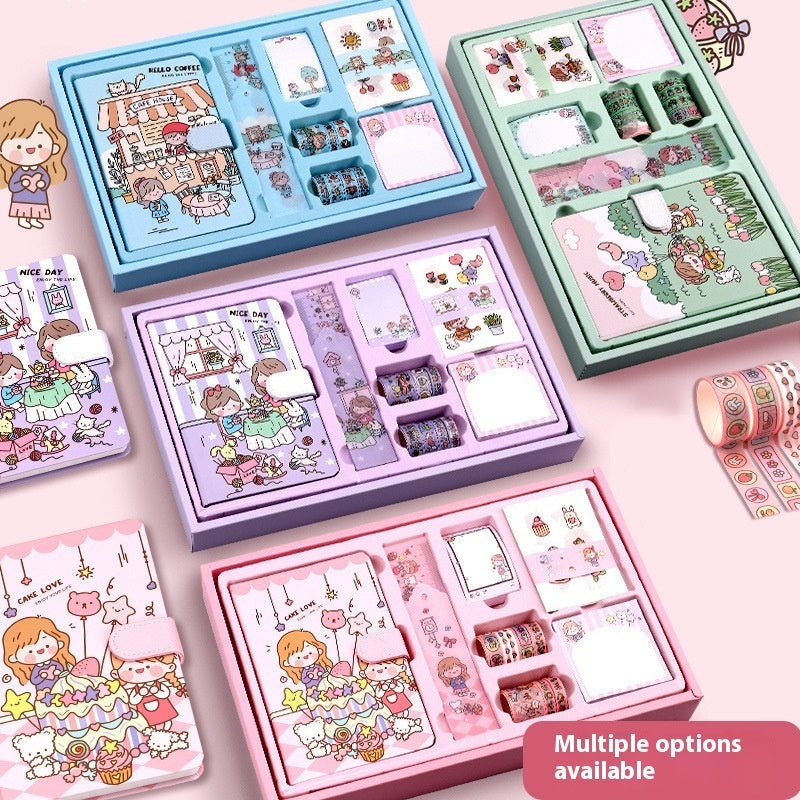 Journal Book Set Gift Box Girl Heart Cute Gift Bag
