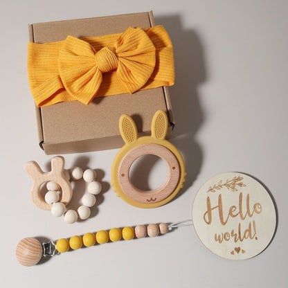 Baby Wooden Silicone Rabbit Toothpaste Set