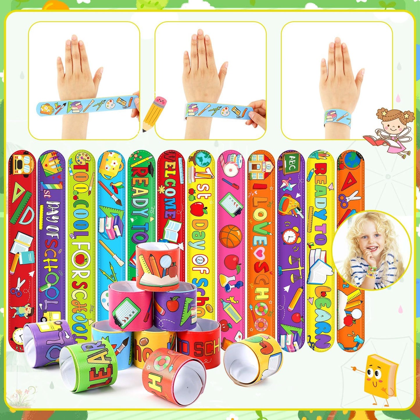 56 Pcs Colorful Slap Bracelets Set Kids Party Favors & Classroom Gifts