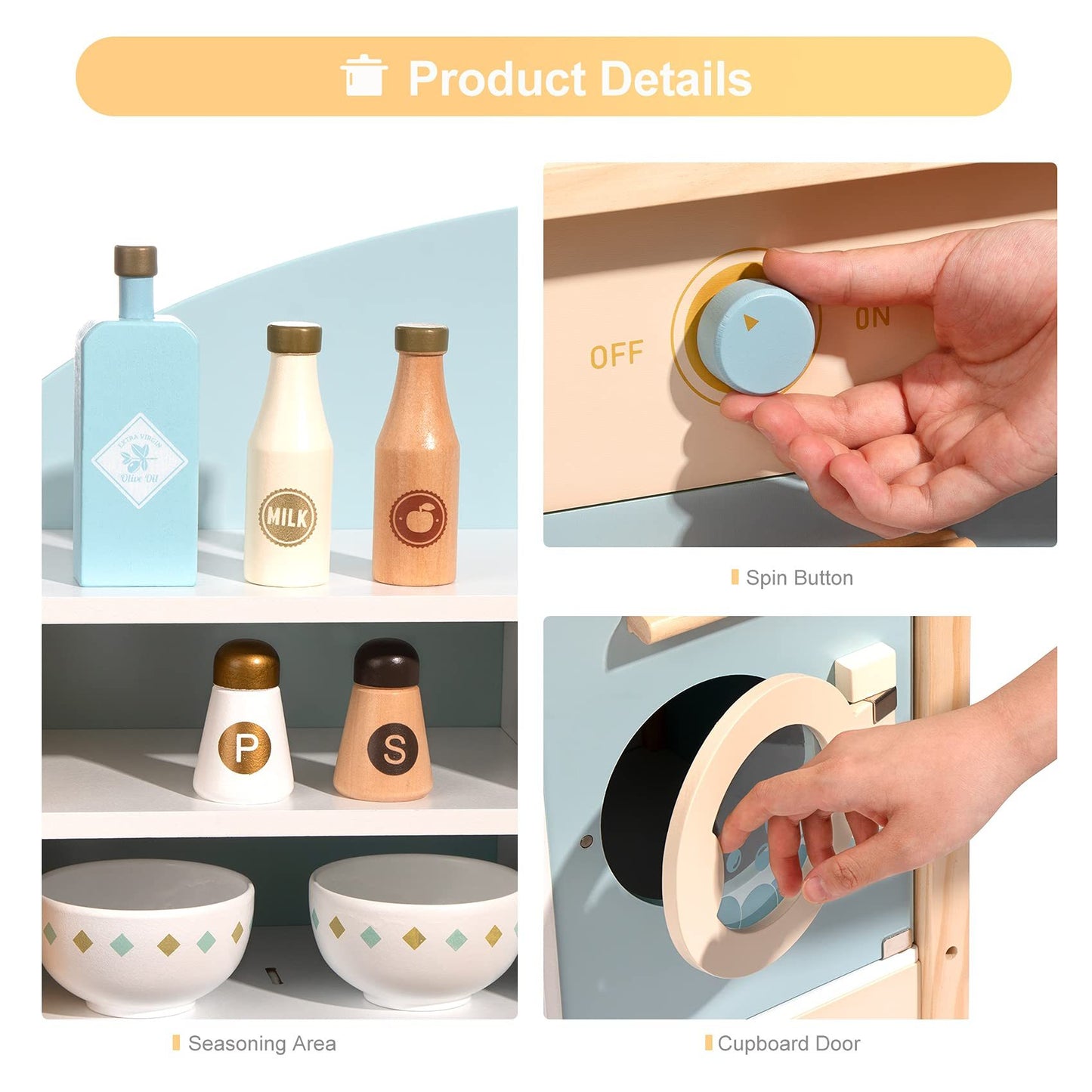 ROBOTIME DIY Pretend Play Kitchen Set – Cooking Toy Gift for Boys & Girls