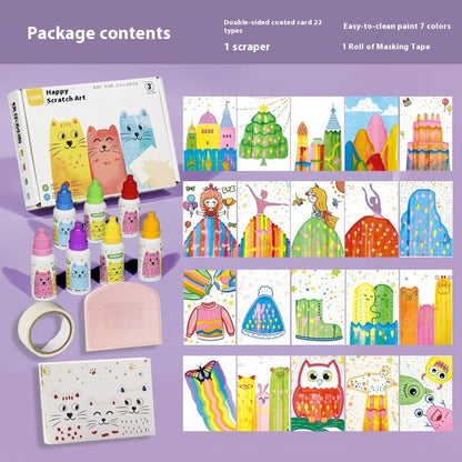 Children's Happy Scratch Painting Graffiti Painting Kit Washed Baby Handmade Diy