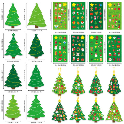 Christmas Tree Cartoon Cards and Stickers Set