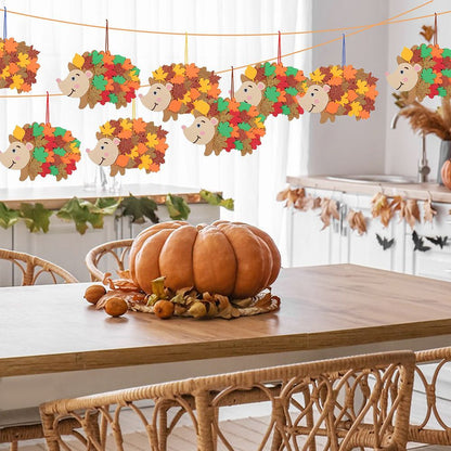 8 Pcs Fall Hedgehog Craft Kits with Leaves and Wiggle Eyes