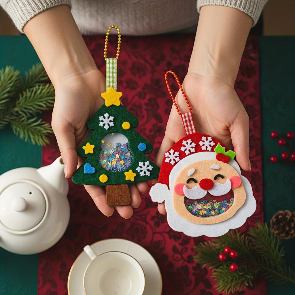 4PCS Christmas Felt Ornament Craft Kit Handmade Holiday Decoration Set