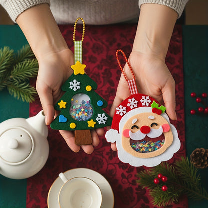 4PCS Christmas Felt Ornament Craft Kit Handmade Holiday Decoration Set