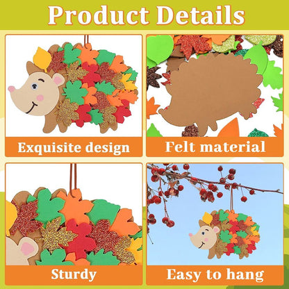 8 Pcs Fall Hedgehog Craft Kits with Leaves and Wiggle Eyes