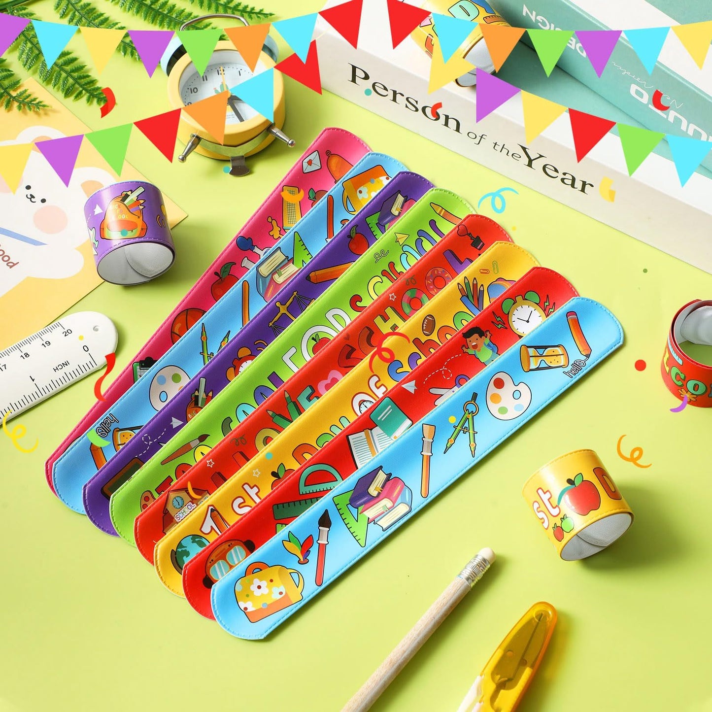 56 Pcs Colorful Slap Bracelets Set Kids Party Favors & Classroom Gifts