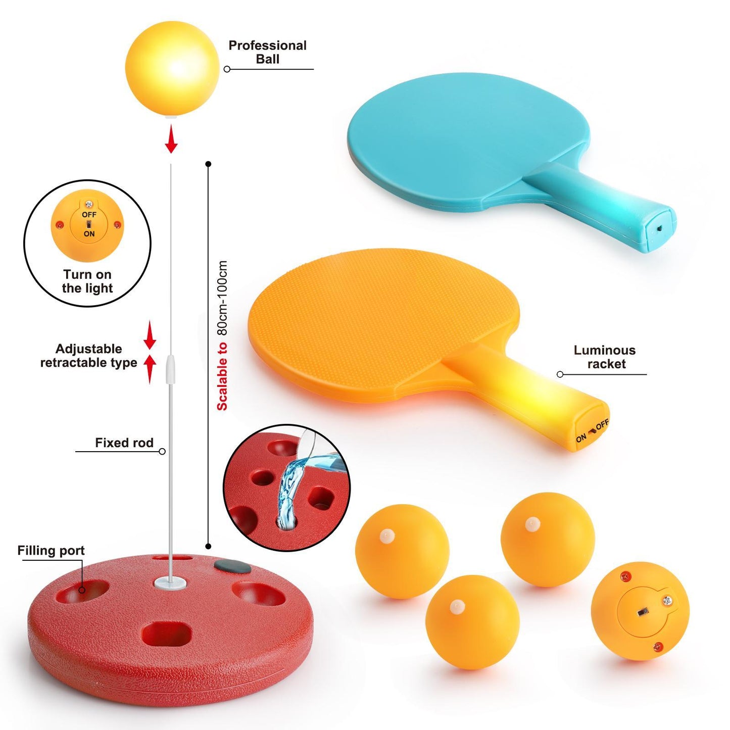 Glowing Ping-Pong Set - The Luminous Delight Of Night Games With Flashing Lights And Endless Laughter