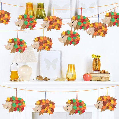 8 Pcs Fall Hedgehog Craft Kits with Leaves and Wiggle Eyes
