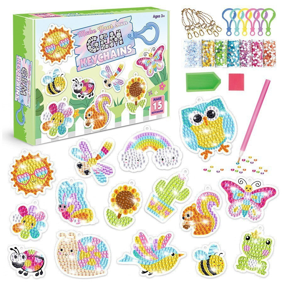 Cartoon Ice Cream DIY Diamond Painting Keychain for Kids