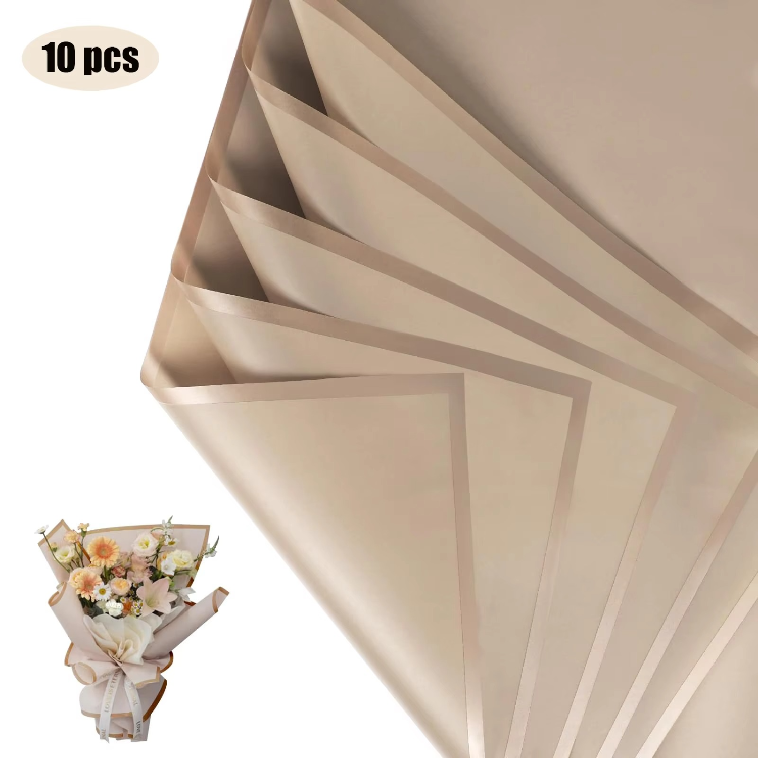 Flower Wrapping Paper Gold Edge Bouquet