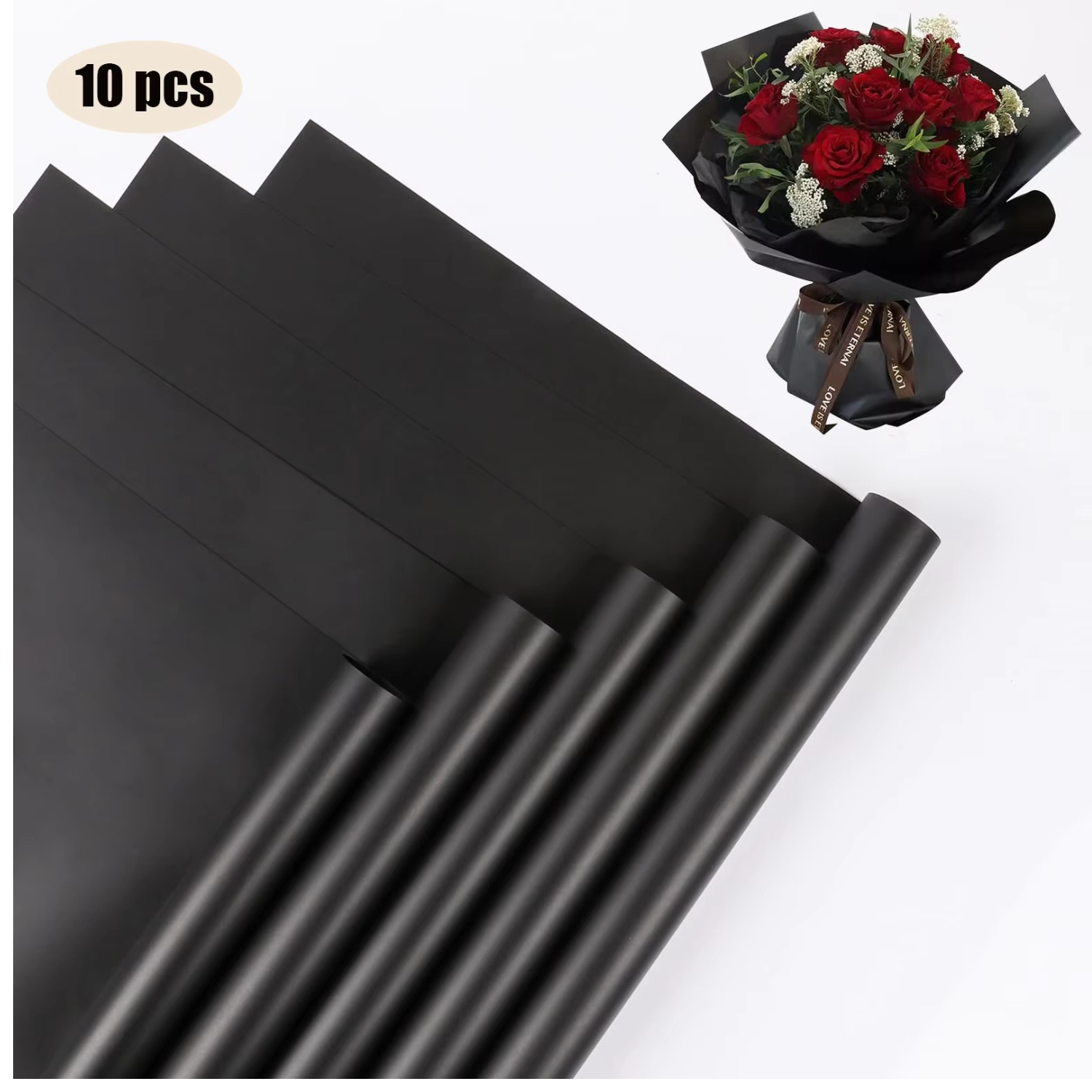 Flower Wrapping Paper Gold Edge Bouquet