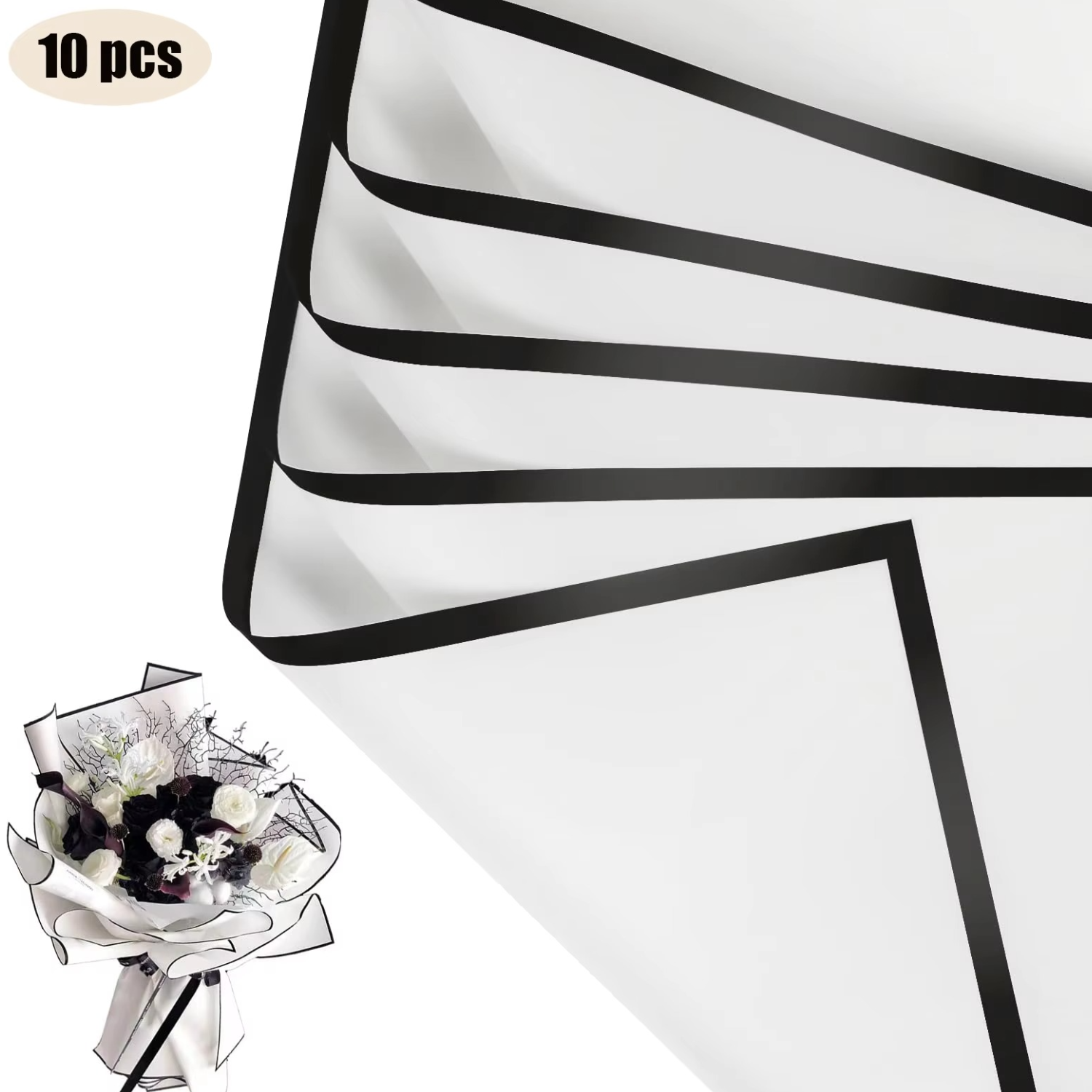 Flower Wrapping Paper Gold Edge Bouquet
