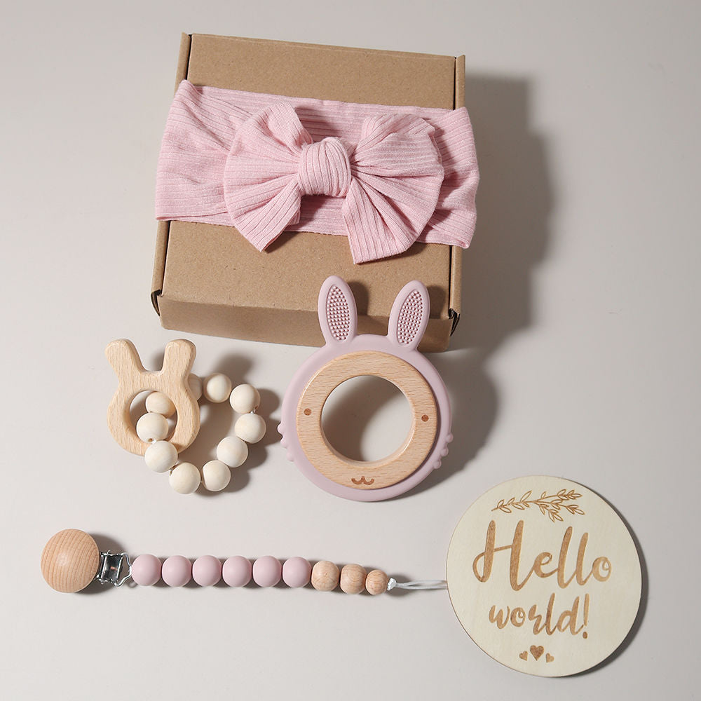 Baby Wooden Silicone Rabbit Toothpaste Set