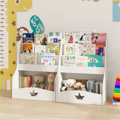 Kids 3-Tier Bookshelf & Toy Storage White - Open Compartment  Hidden Back Space