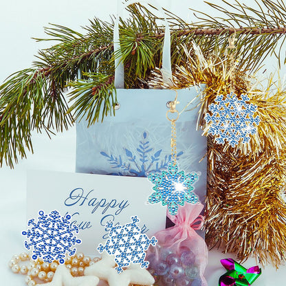 12-Pack Snowflake 5D Rhinestone Keychain DIY Ornament Set