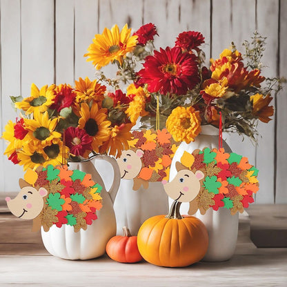 8 Pcs Fall Hedgehog Craft Kits with Leaves and Wiggle Eyes