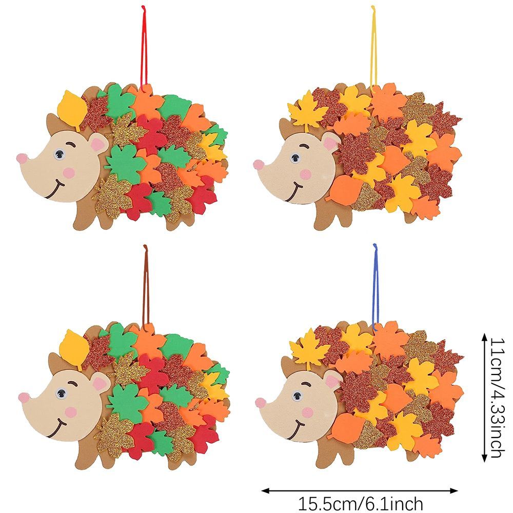 8 Pcs Fall Hedgehog Craft Kits with Leaves and Wiggle Eyes