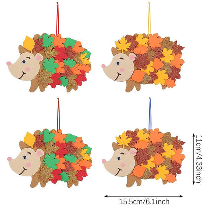 8 Pcs Fall Hedgehog Craft Kits with Leaves and Wiggle Eyes