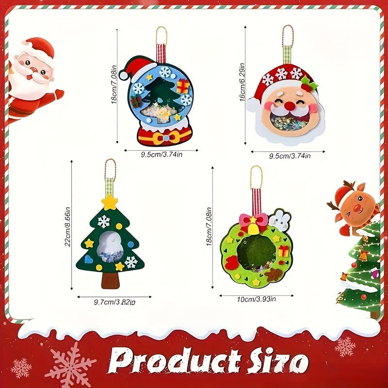 4PCS Christmas Felt Ornament Craft Kit Handmade Holiday Decoration Set