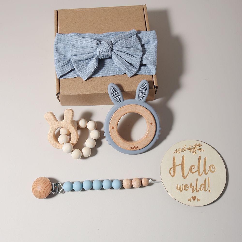 Baby Wooden Silicone Rabbit Toothpaste Set