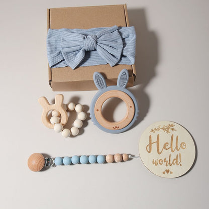 Baby Wooden Silicone Rabbit Toothpaste Set