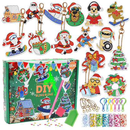 Christmas Diamond Painting Keychain Handmade Spot Drill DIY Painting